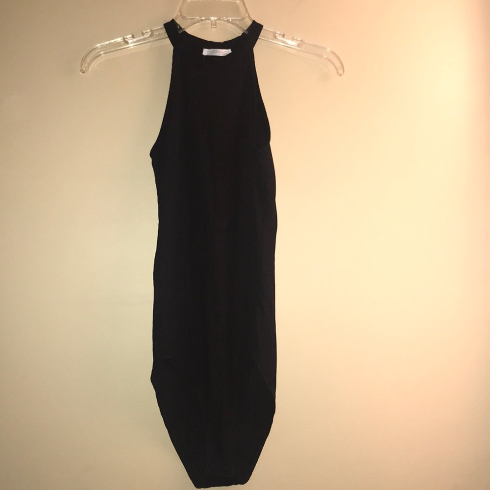 Zara Black Halter Neck Ribbed Top - Picture 3 of 4